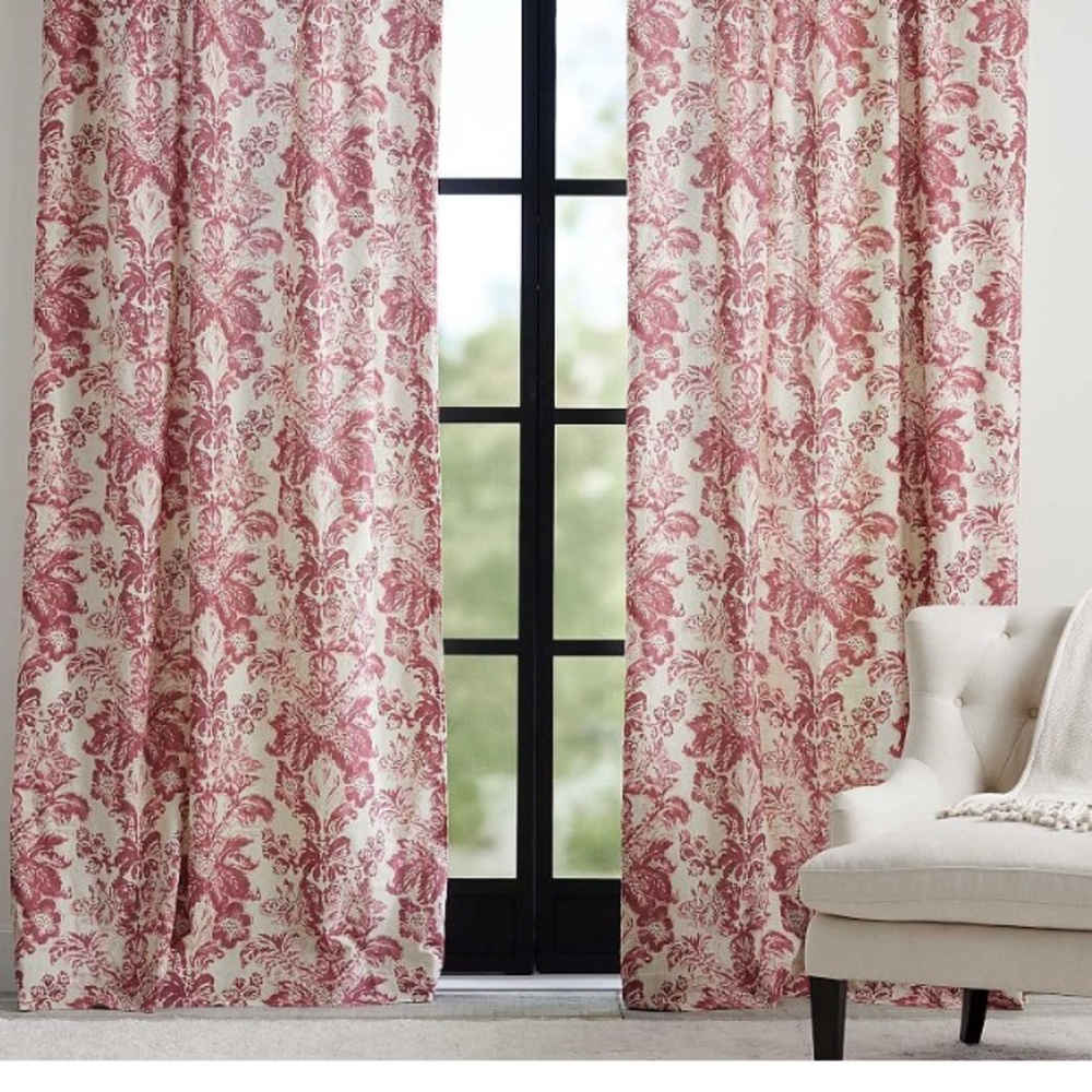 Pink and Cream Floral Accent Curtains with Vintage Charm Pottery Barn Like New